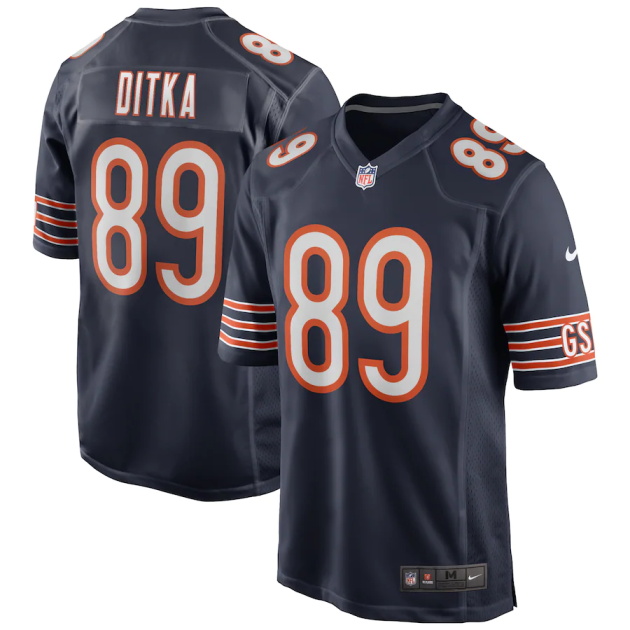 mens nike mike ditka navy chicago bears game retired player jersey